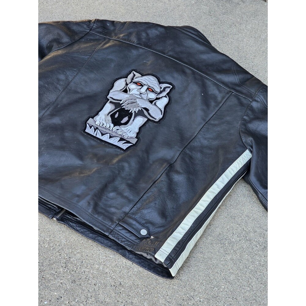 Wilsons Men’s ‘M. Julian’ Black Leather Jacket Size XXL W/GARGOYLE Iron on Back
